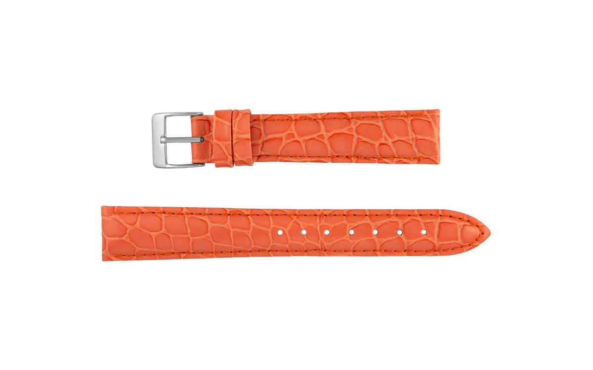 AWB Women&#39;s LONG Peach Crocodile Embossed Leather Watch Strap