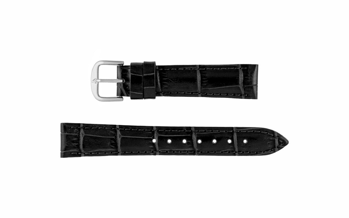 Stuller Women&#39;s LONG Black Alligator Grain Leather Watch Strap