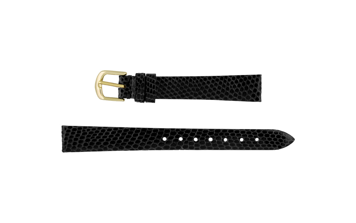 Hadley-Roma Women&#39;s LONG Black Genuine Java Lizard Watch Strap