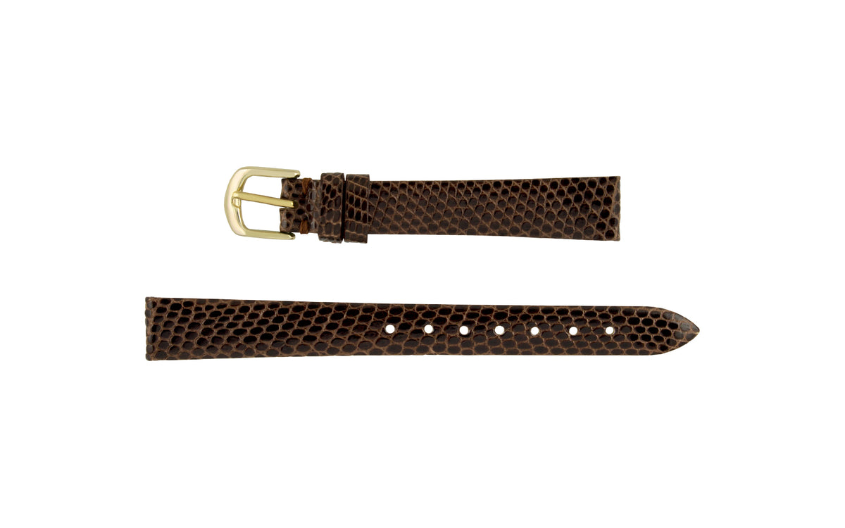 Hadley-Roma Women&#39;s LONG Brown Genuine Java Lizard Watch Strap