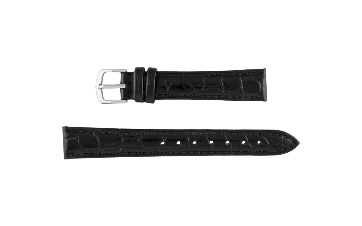 Hadley-Roma Women&#39;s Black Crocodile Grain Leather Watch Strap