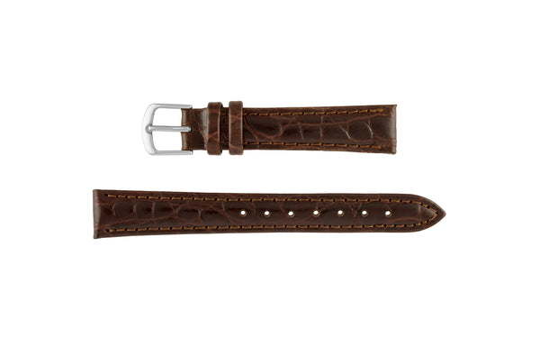 Hadley-Roma Women's Brown Crocodile Grain Leather Watch Strap