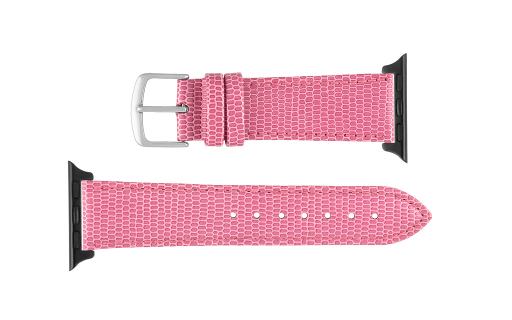 Apple Watch 38mm & 40mm Strap - Women's Pink Lizard Grain Leather