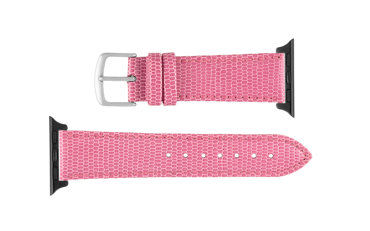 Apple Watch Strap - Women&#39;s Pink Lizard Grain Leather