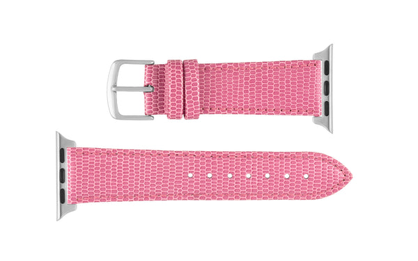 Apple Watch 38mm & 40mm Strap - Women's Pink Lizard Grain Leather