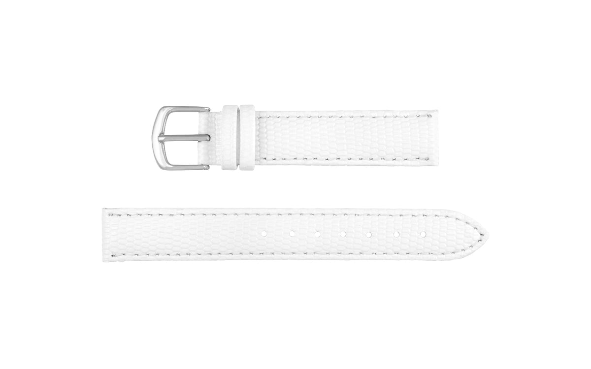 Hadley-Roma Women&#39;s White Lizard Grain Leather Watch Strap