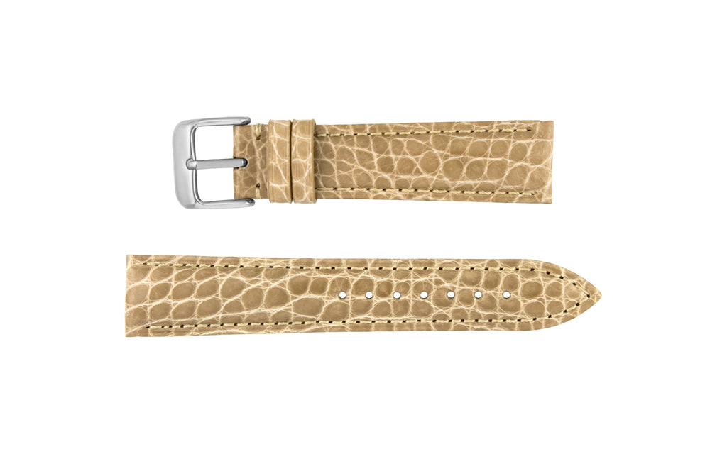 Hadley-Roma Women's Beige Shiny Genuine Alligator Watch Strap
