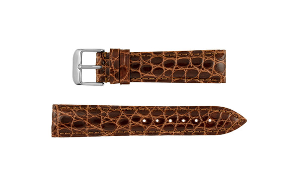 Hadley-Roma Women's Chestnut Shiny Genuine Alligator Watch Strap