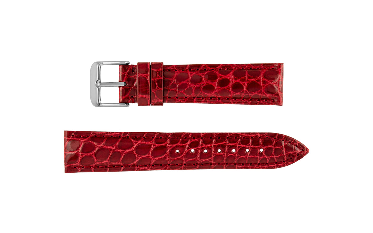 Hadley-Roma Women&#39;s Crimson Shiny Genuine Alligator Watch Strap