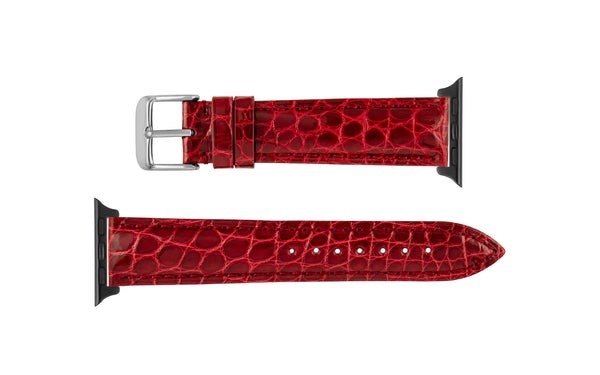 Apple Watch 38/40/41mm Strap - Women's Crimson Genuine Alligator