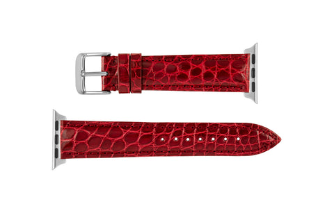 Apple Watch 38mm & 40mm Strap - Women's Crimson Genuine Alligator