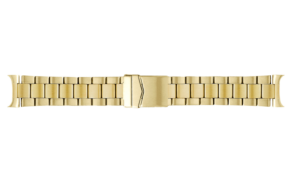Hadley-Roma Men's Goldtone Solid Link Rolex Oyster® Style Curved End Metal Watch Band