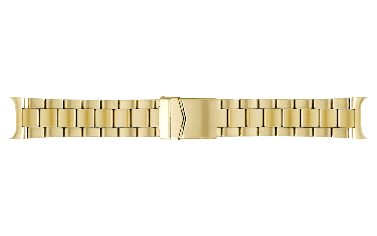 Hadley-Roma Men&#39;s Goldtone Solid Link Rolex Oyster® Style Curved End Metal Watch Band