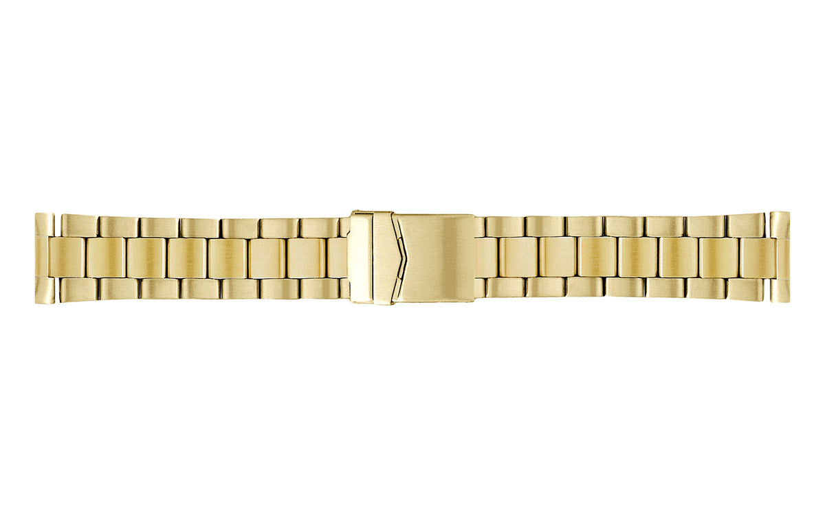 Hadley-Roma Men&#39;s Goldtone Solid Link Rolex Oyster® Style Straight End Metal Watch Band