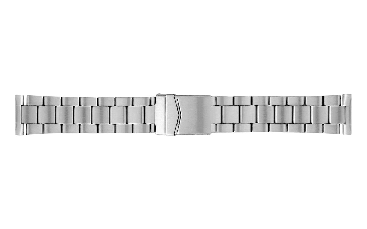 Hadley-Roma Men&#39;s Silvertone Solid Link Rolex Oyster® Style Straight End Metal Watch Band