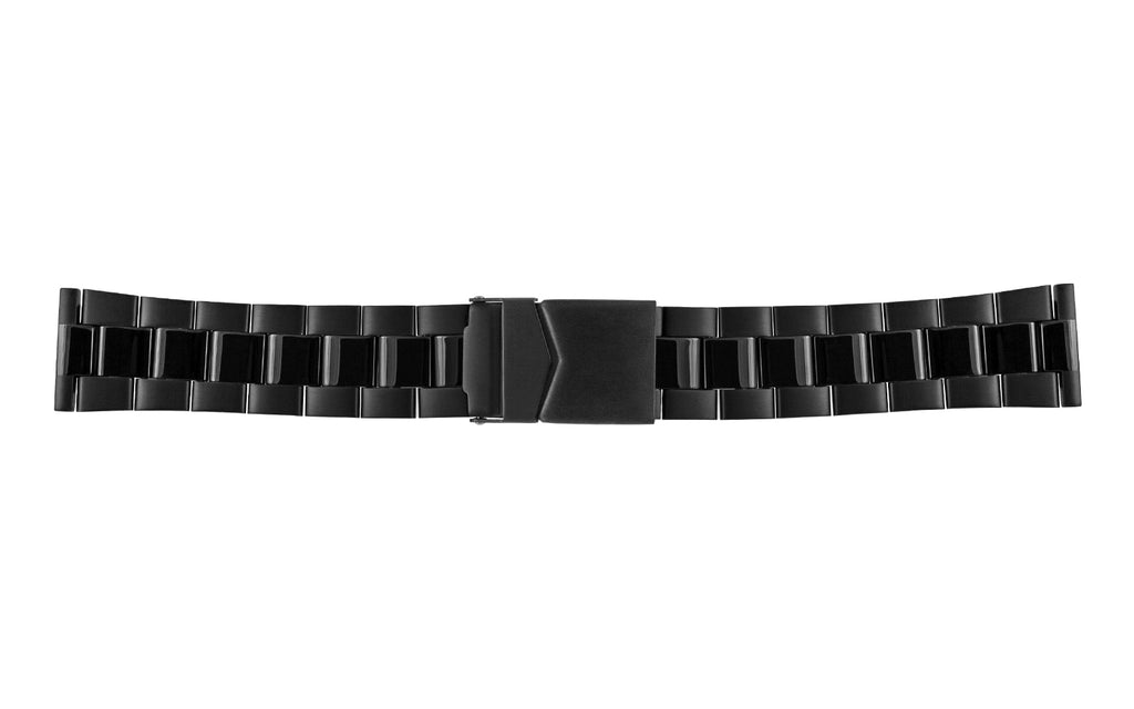 Hadley-Roma Men's Black Stainless Steel Solid Link Metal Watch Band