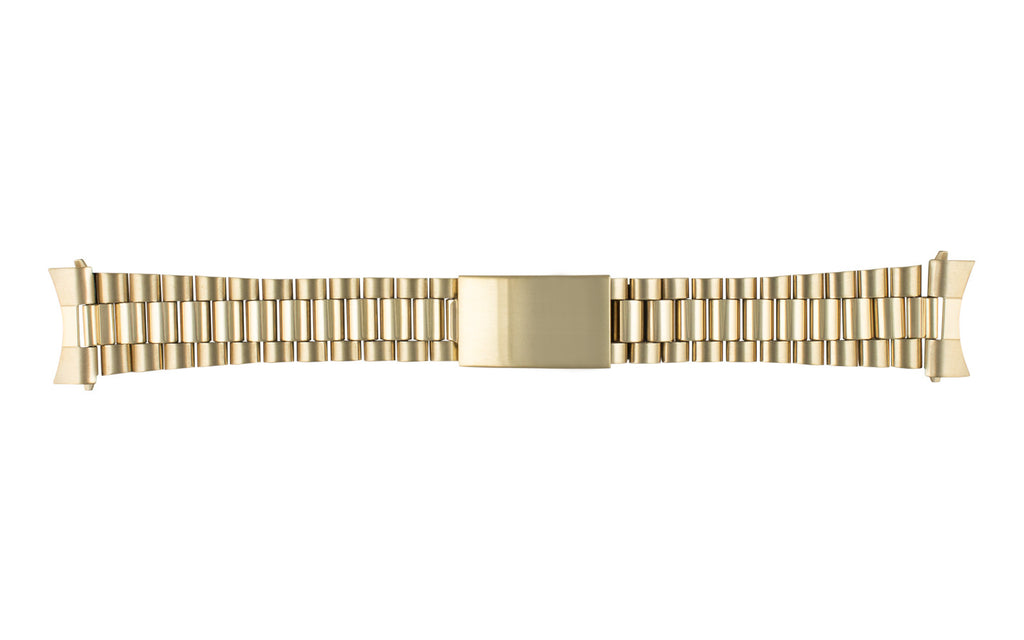 Hadley-Roma Men's Goldtone Rolex President® Style Curved End Metal Bracelet Watch Band