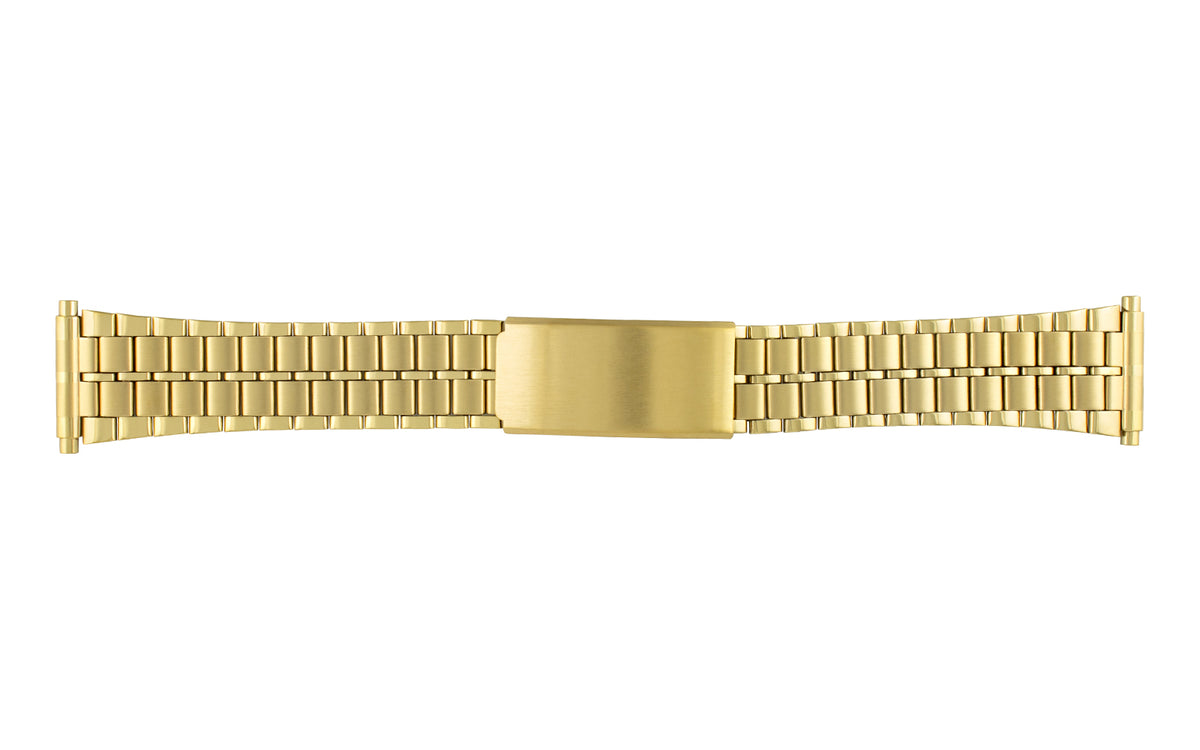 Hadley-Roma Men&#39;s Goldtone Stainless Steel Dual Finish Metal Bracelet Watch Band