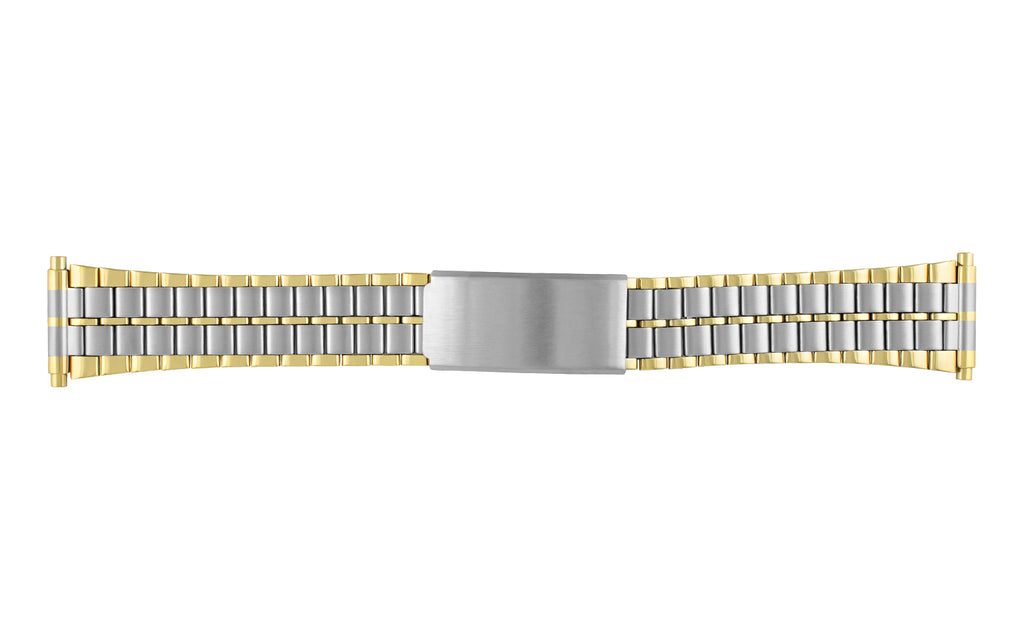 Hadley-Roma Men's Two Tone Stainless Steel Dual Finish Metal Bracelet Watch Band