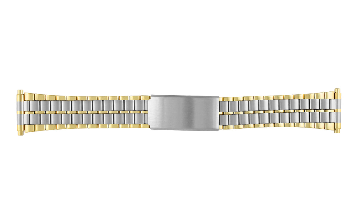 Hadley-Roma Men&#39;s Two Tone Stainless Steel Dual Finish Metal Bracelet Watch Band