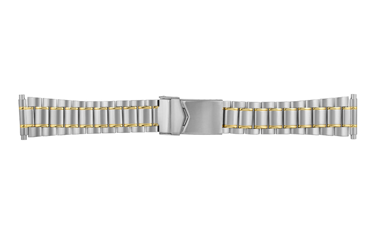 Hadley-Roma Men&#39;s Two Tone Metal Link Bracelet Watch Band