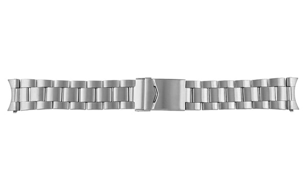 Hadley-roma Men's Stainless Steel Curved End Metal Expansion Watch Band 18mm