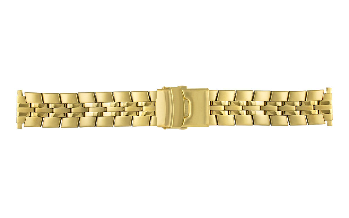 Hadley-Roma Men&#39;s Goldtone Diver Clasp Metal Link Bracelet Watch Band