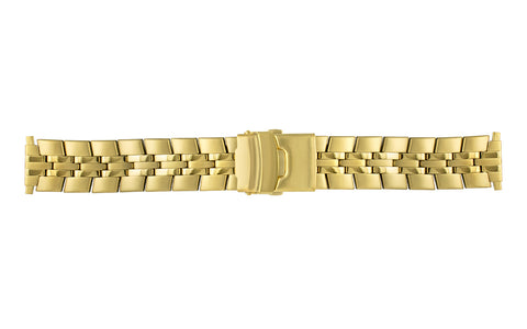 Hadley-Roma Men's Goldtone Diver Clasp Metal Link Bracelet Watch Band