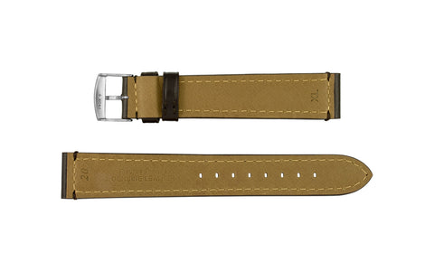 Fleurus France - Men's EXTRA-LONG Espresso Genuine Padded Leather Watch Strap