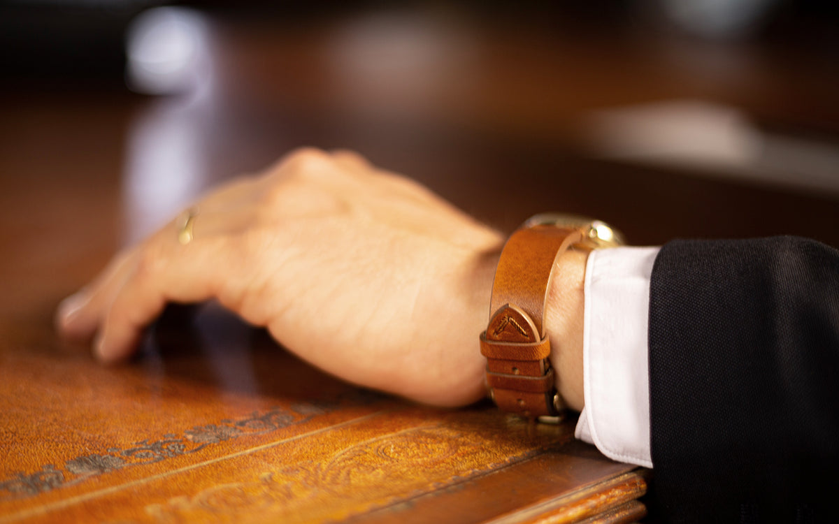 Fleurus France - Men&#39;s Chestnut Vintage Leather Watch Strap