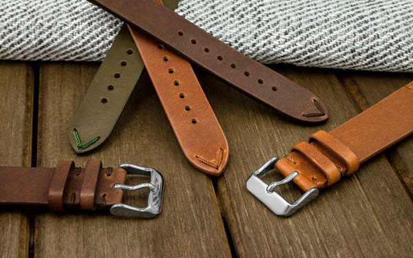 Fleurus France - Men's Olive Vintage Leather Watch Strap