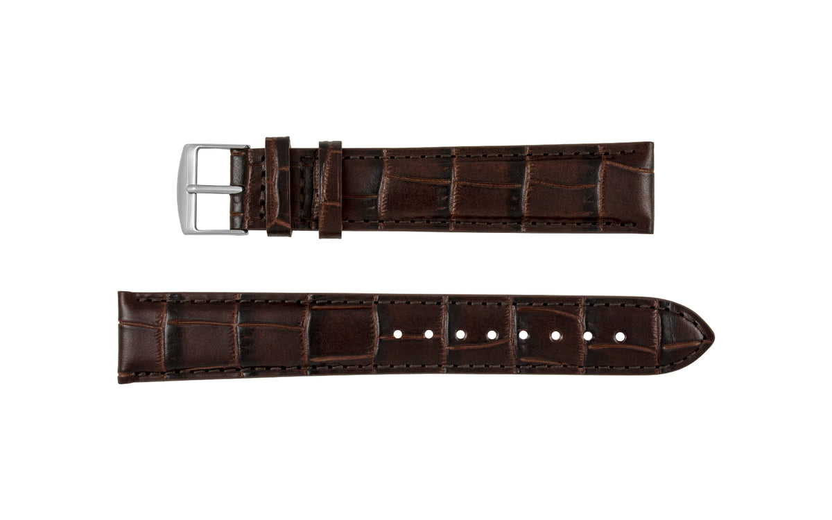 Fleurus France - Men&#39;s EXTRA-LONG Espresso Alligator Grain Leather Watch Strap