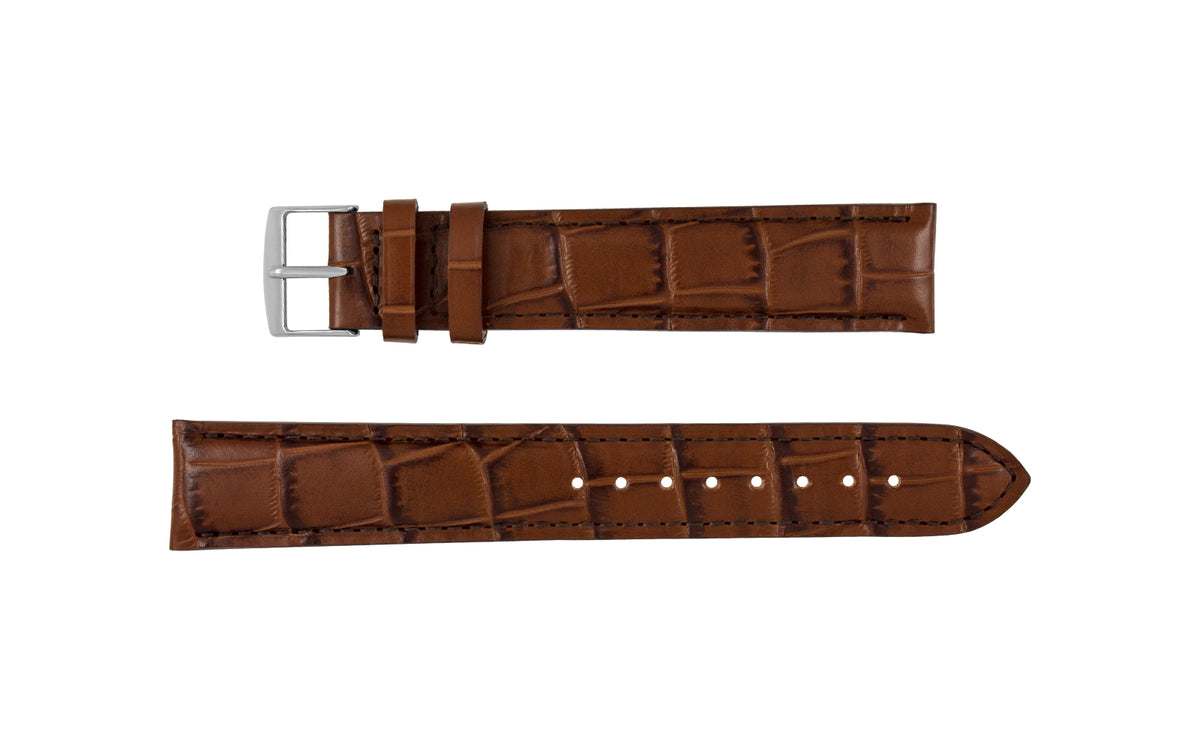 Fleurus France - Men&#39;s EXTRA-LONG Havana Alligator Grain Leather Watch Strap