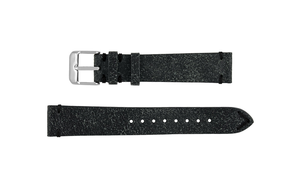 Fleurus France - Men's Charcoal Distressed Vintage Leather Watch Strap