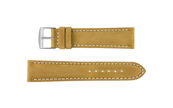 Fleurus France - Men's Mustard Ecru Stitch Soft Vintage Leather Watch Strap
