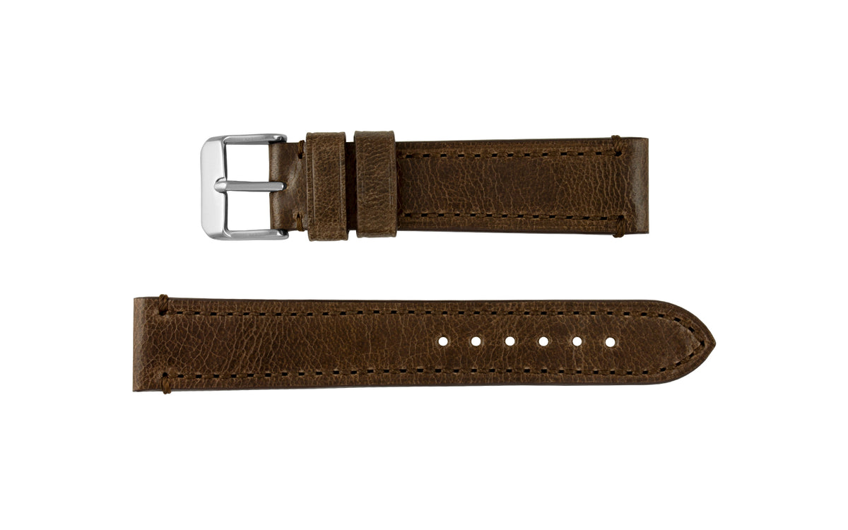 Fleurus France - Men&#39;s Mocha Camel Leather Watch Strap
