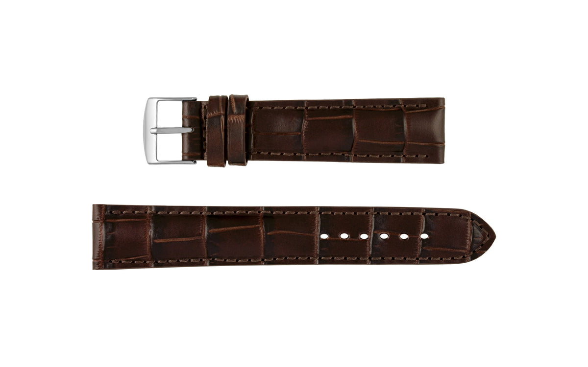 Fleurus France - Men&#39;s Espresso Alligator Grain Leather Watch Strap