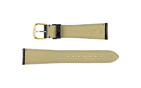 Hadley Men's EXTRA-LONG Black High-Polished Genuine Crocodile Watch Strap
