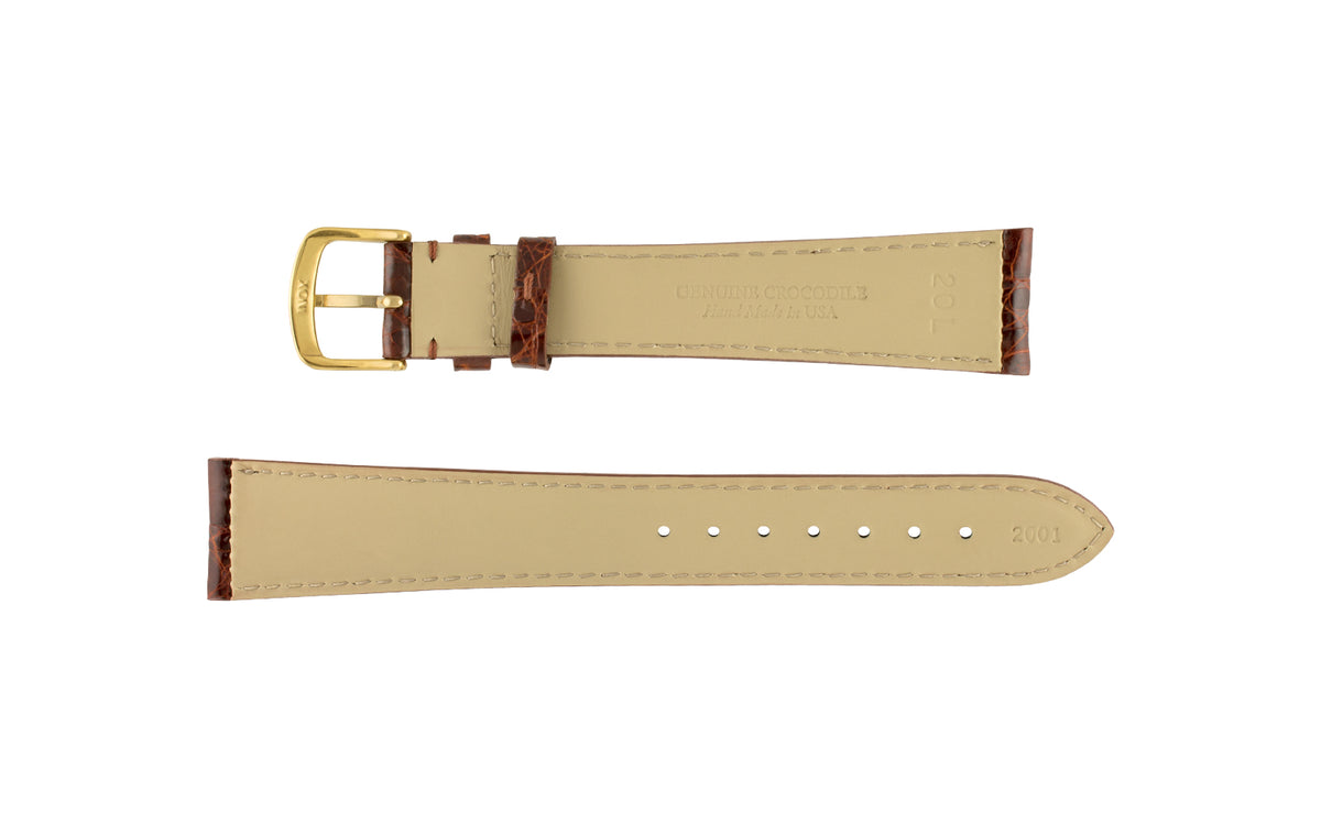 Hadley Men&#39;s Honey High-Polished Genuine Crocodile Watch Strap