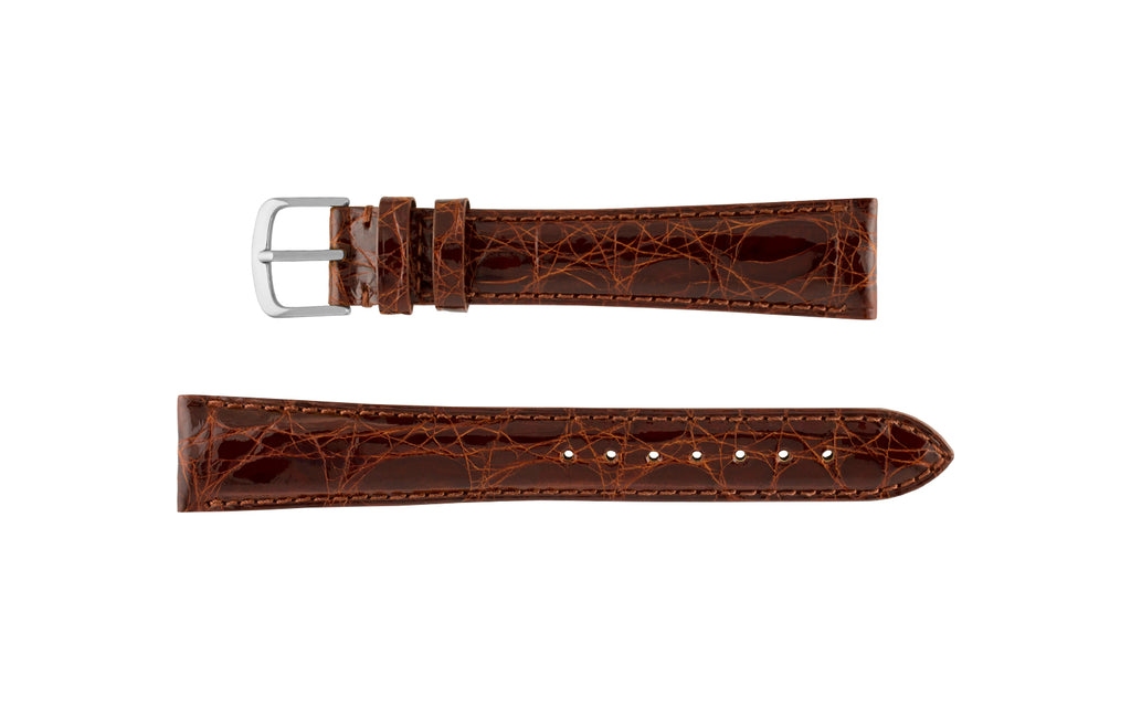 Hadley Men's LONG Honey High-Polished Genuine Crocodile Watch Strap