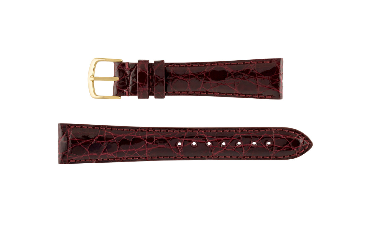 Hadley Men&#39;s Burgundy High-Polished Genuine Crocodile Watch Strap