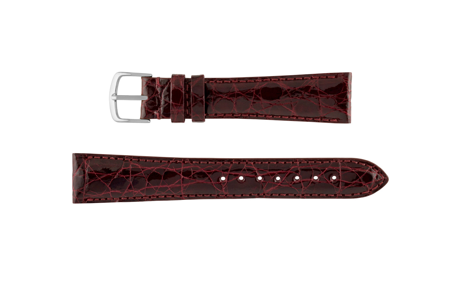 John Hardy Genuine Alligator Red Watchband w/925 Sterling Silver Dot Buckle Custom Alligator Leather Watch Strap For Hermes Cape Cod, H main image 3