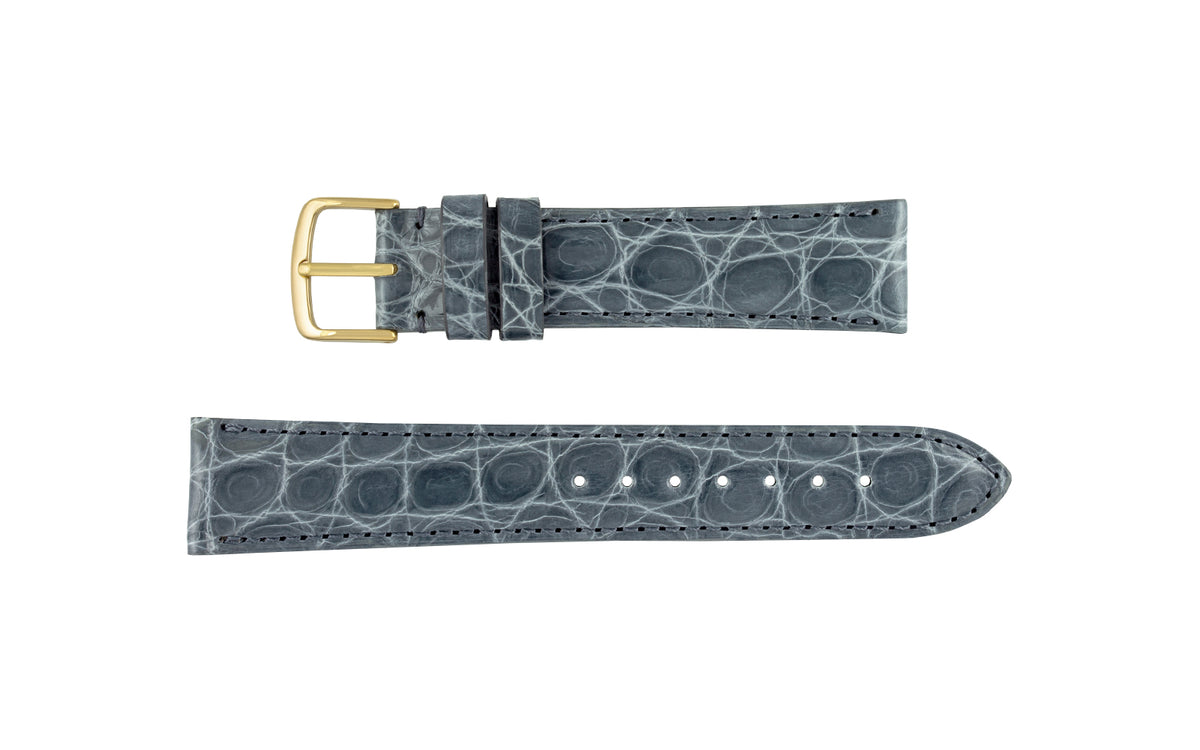 Hadley Men&#39;s Gray High-Polished Genuine Crocodile Watch Strap