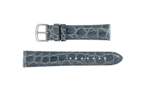 Hadley Men's Gray High-Polished Genuine Crocodile Watch Strap