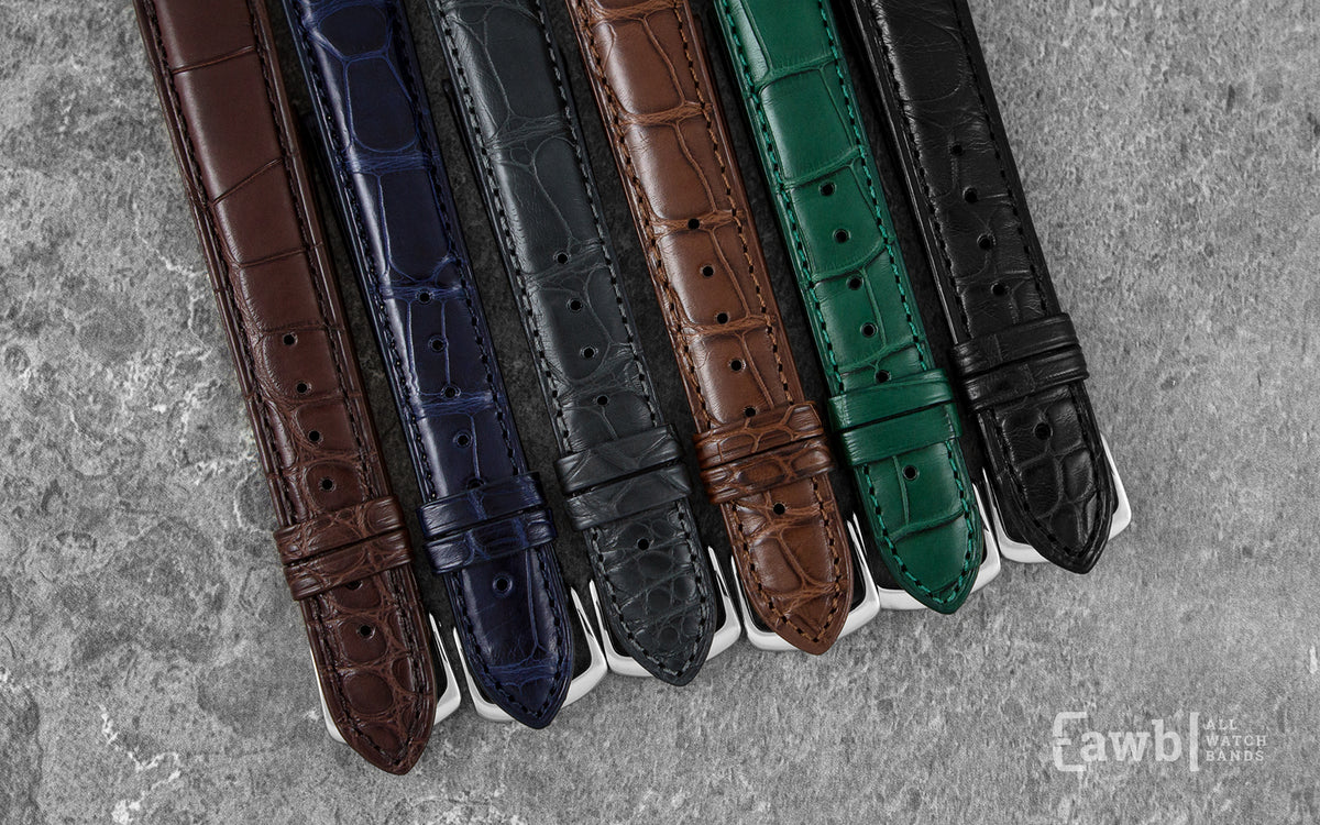 Hadley-Roma Men&#39;s Matte Black Genuine Alligator Watch Strap