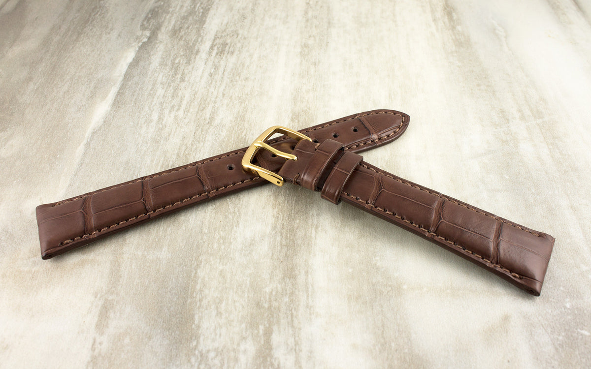 Hadley-Roma Men&#39;s Matte Chestnut Genuine Alligator Watch Strap