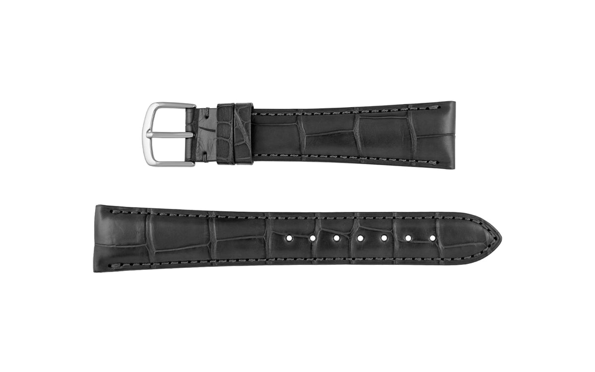 Hadley-Roma Men&#39;s Matte Gray Genuine Alligator Watch Strap