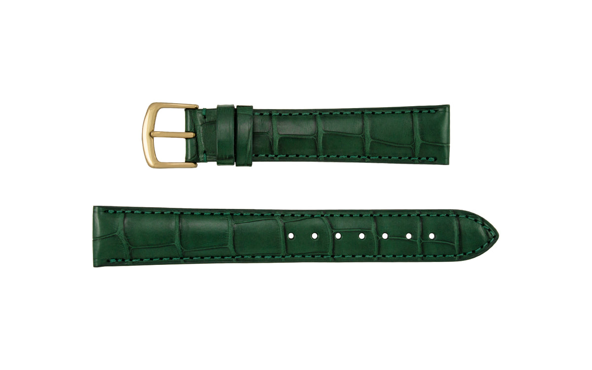 Hadley-Roma Men&#39;s Matte Green Genuine Alligator Watch Strap