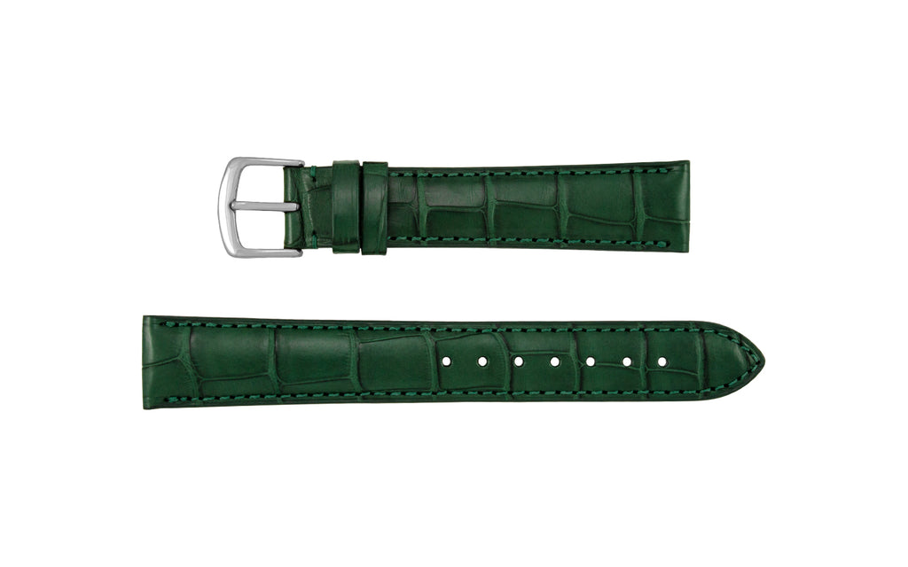 Hadley-Roma Men's Matte Green Genuine Alligator Watch Strap