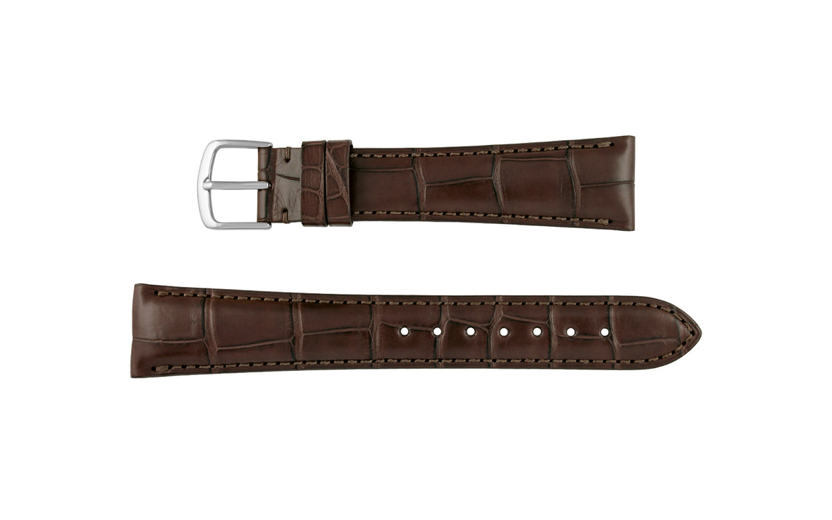 Hadley-Roma Men&#39;s Matte Brown Genuine Alligator Watch Strap